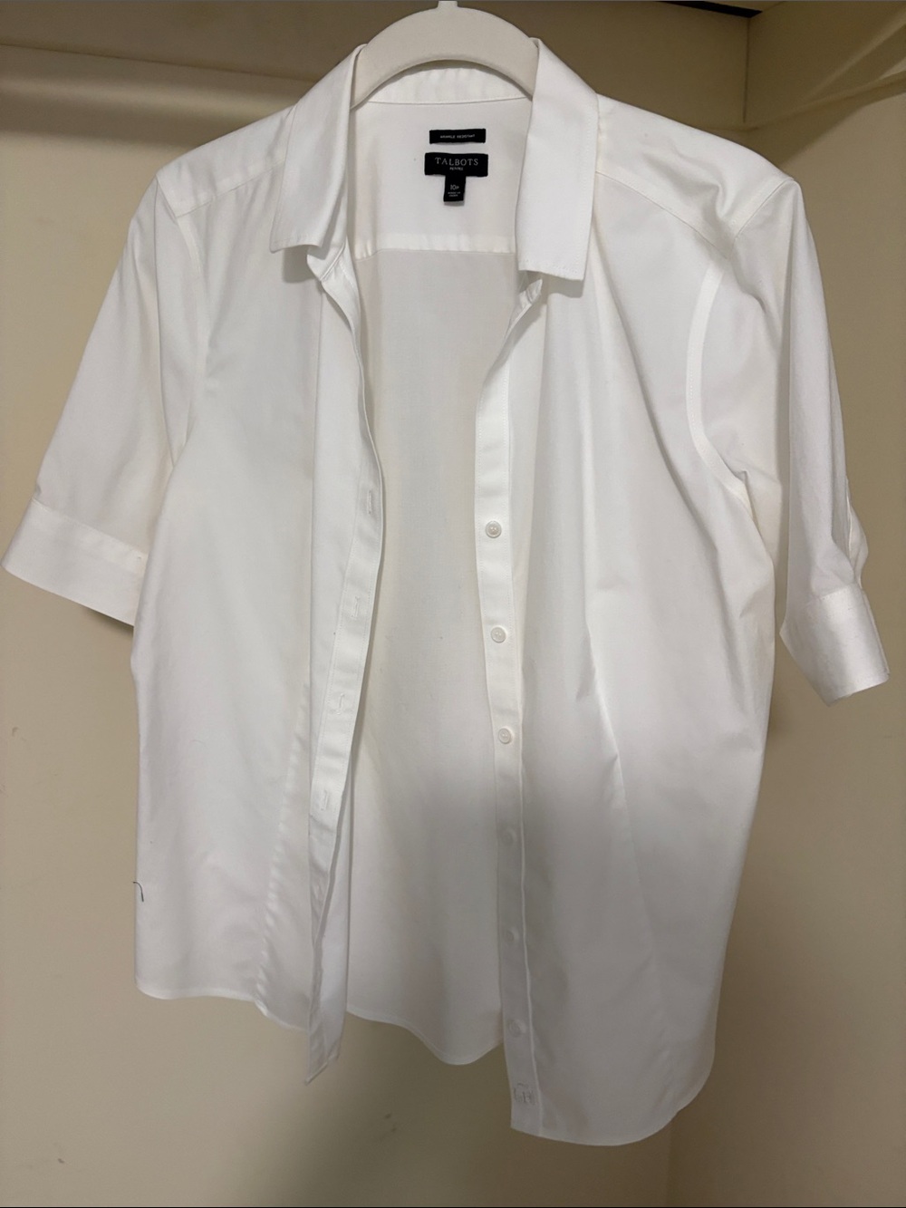 Talbots White Short-Sleeve Button-Down Shirt